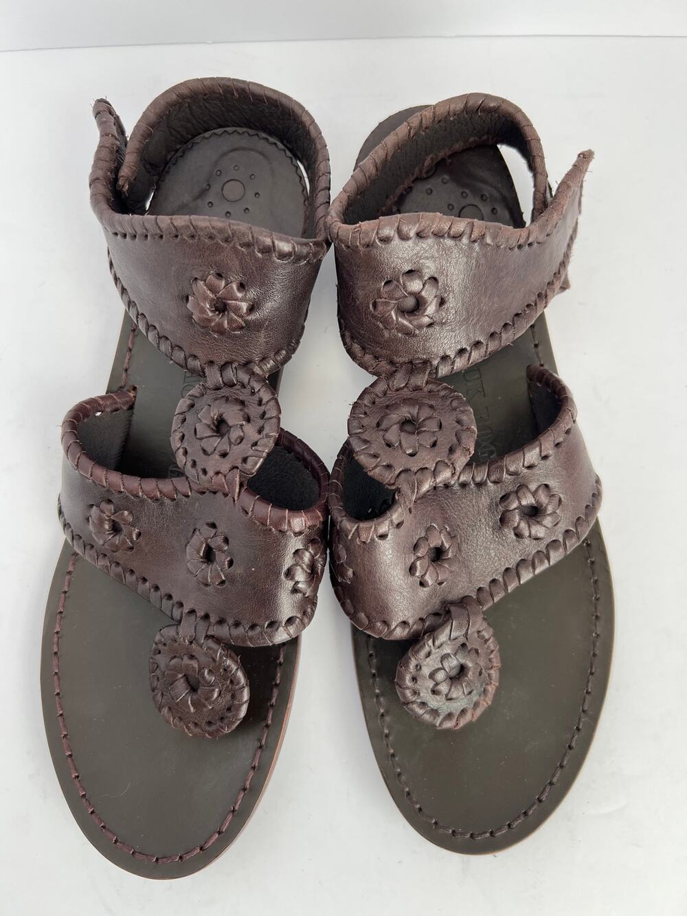 Jack Rogers Georgia Dark Brown Leather Ankle Strap Gladiator Sandals Size 8.5